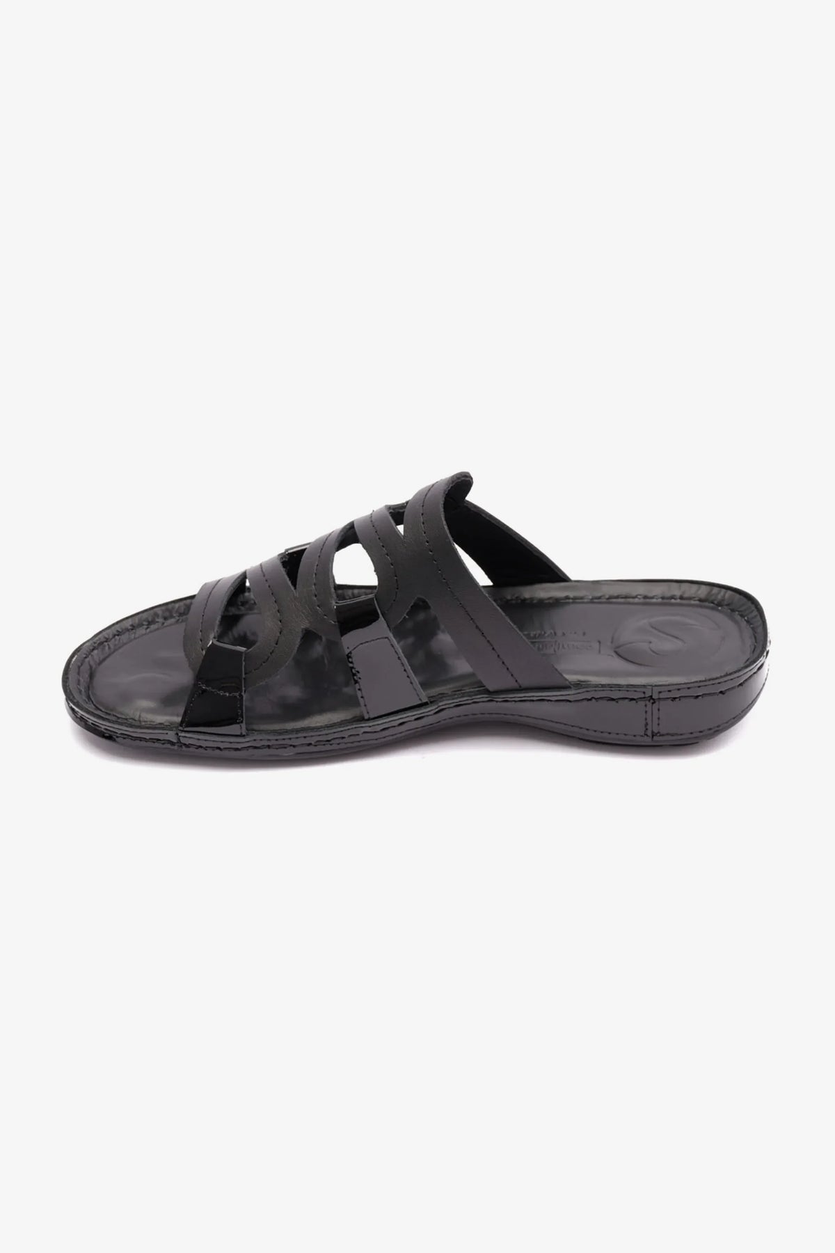 Comfort Plus Women's Flat Leather Sandals Black CP721 - Sole Therapy