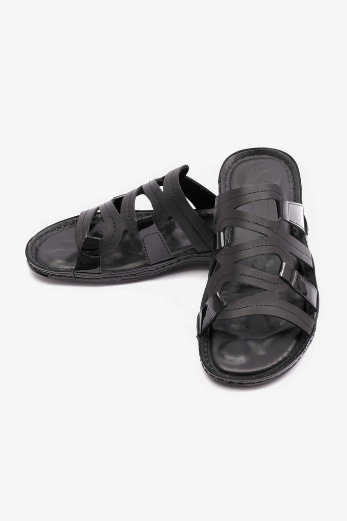 Comfort Plus Women's Flat Leather Sandals Black CP721 - Sole Therapy