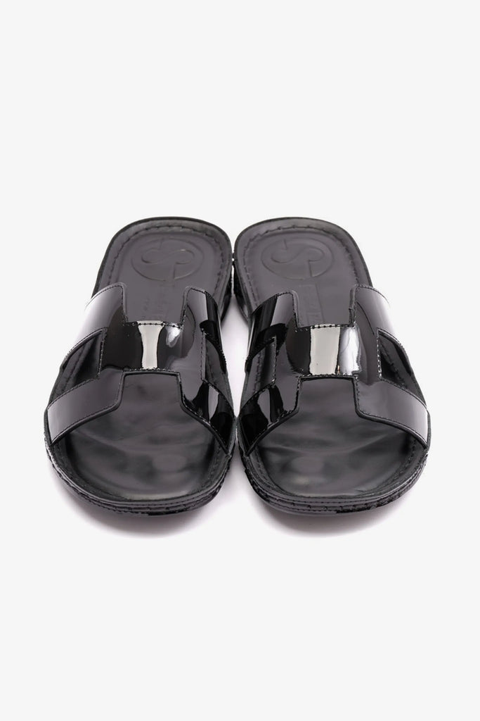 Comfort Plus Women's Flat Patent Leather Sandals Black LSDCP723 - Sole Therapy