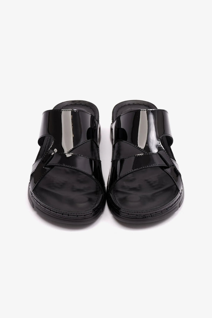 Comfort Plus Women's Patent Leather Arabic Sandals Black LSDCP612 - Sole Therapy