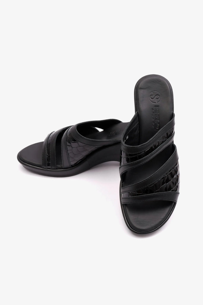 Comfort Plus Women's Patent Leather High Heel Sandals Black LSDCP9104 - Sole Therapy