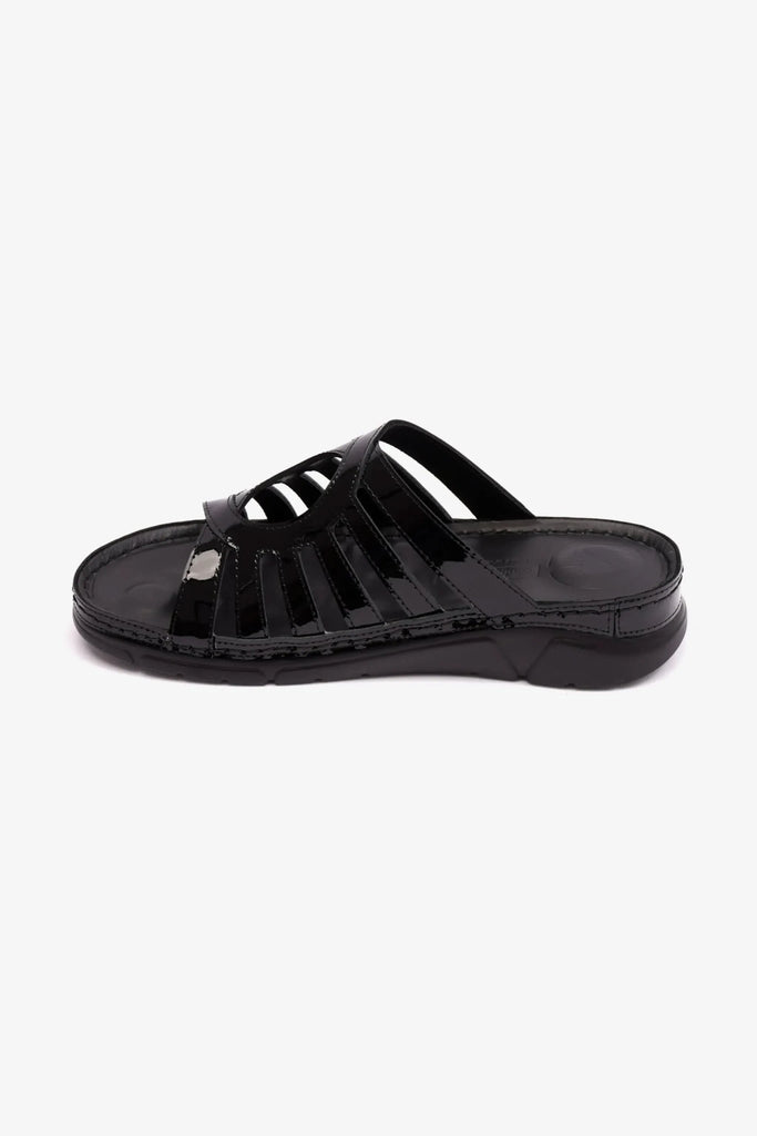 Comfort Plus Women's Patent Leather Sandals Black LSDCP609 - Sole Therapy
