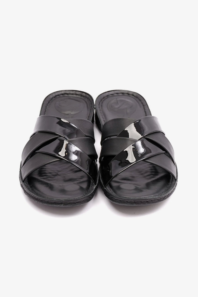 Comfort Plus Women's Patent Leather Sandals Black LSDCP727 - Sole Therapy