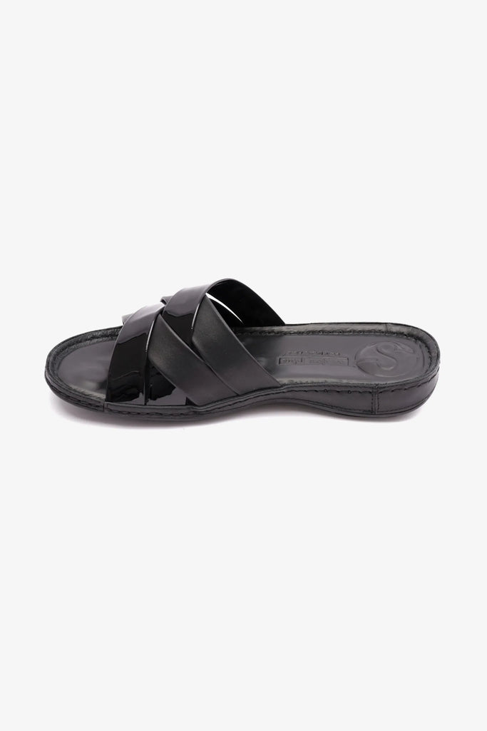 Comfort Plus Women's Patent Leather Sandals Black LSDCP727 - Sole Therapy