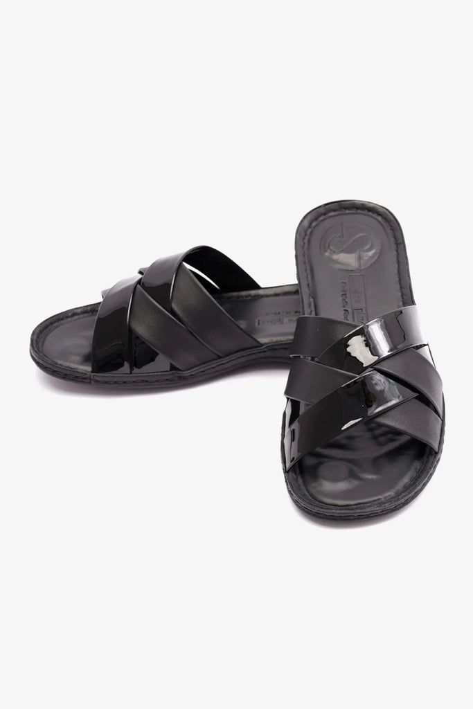 Comfort Plus Women's Patent Leather Sandals Black LSDCP727 - Sole Therapy