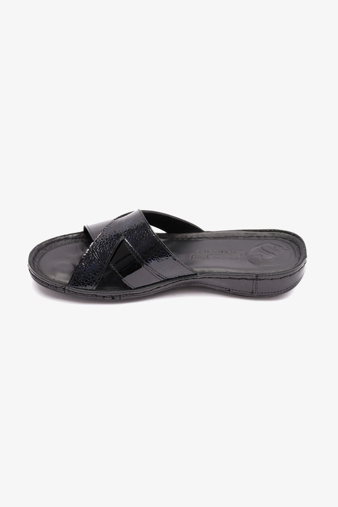 Comfort Plus Women's Patent Leather Sandals Black LSDCP728 - Sole Therapy