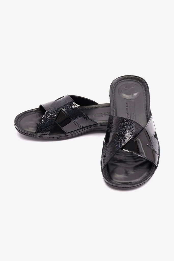 Comfort Plus Women's Patent Leather Sandals Black LSDCP728 - Sole Therapy