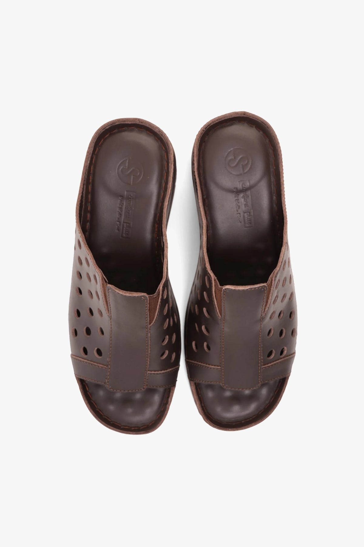 Comfort Plus Women's Perforated Wedge Sandals Brown LSDCPGG102 - Sole Therapy