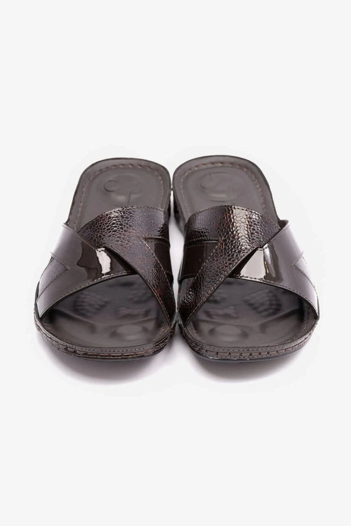 Comfort Plus Women's Soft Footbed Patent Leather Sandals Brown LSDCP728 - Sole Therapy