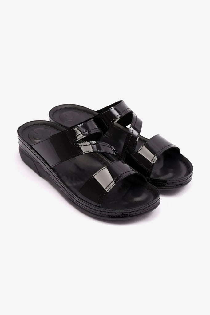Comfort Plus Women's Soft Footbed Sandals Black LSDCP415 - Sole Therapy
