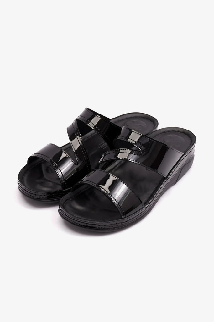 Comfort Plus Women's Soft Footbed Sandals Black LSDCP415 - Sole Therapy