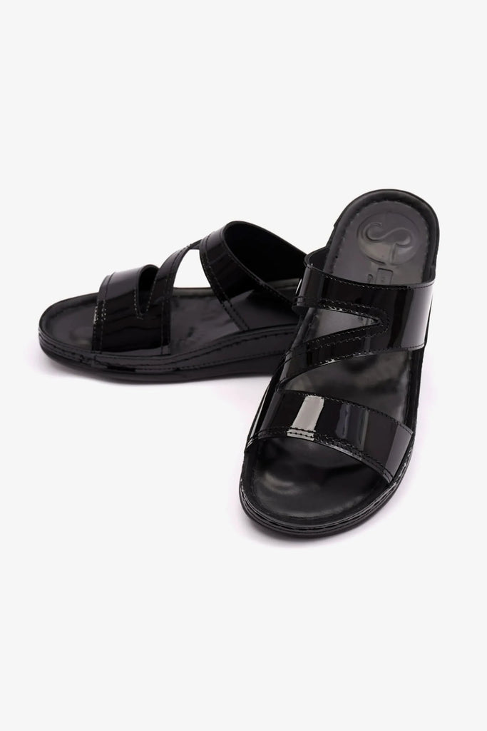 Comfort Plus Women's Soft Footbed Sandals Black LSDCP415 - Sole Therapy