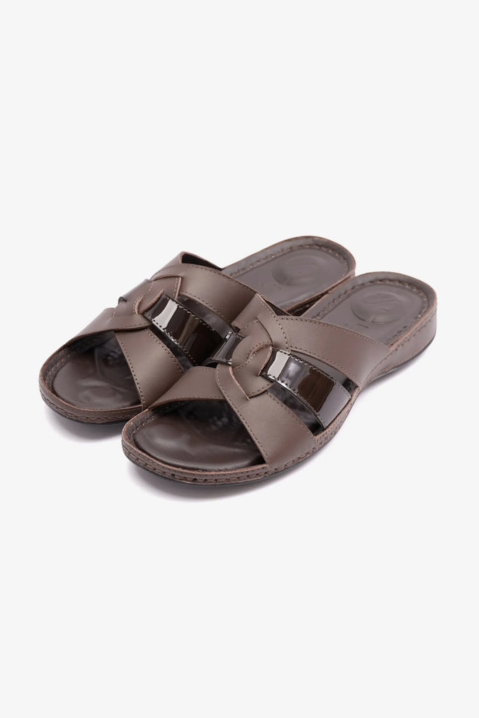 Comfort Plus Women's Soft Nappa Flat Sandals Brown LSDCP724 - Sole Therapy