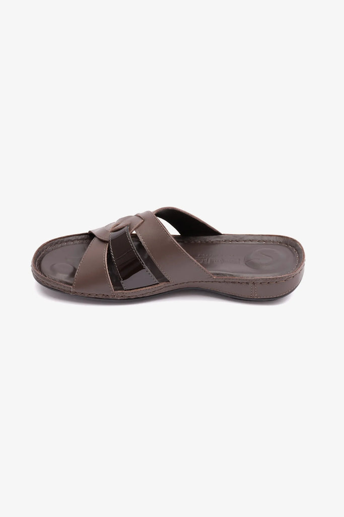 Comfort Plus Women's Soft Nappa Flat Sandals Brown LSDCP724 - Sole Therapy