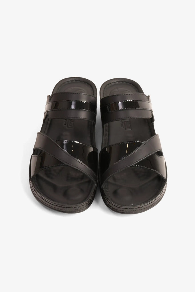 Comfort Plus Women's Ultra Soft Leather Slides Black LSDCP416 - Sole Therapy
