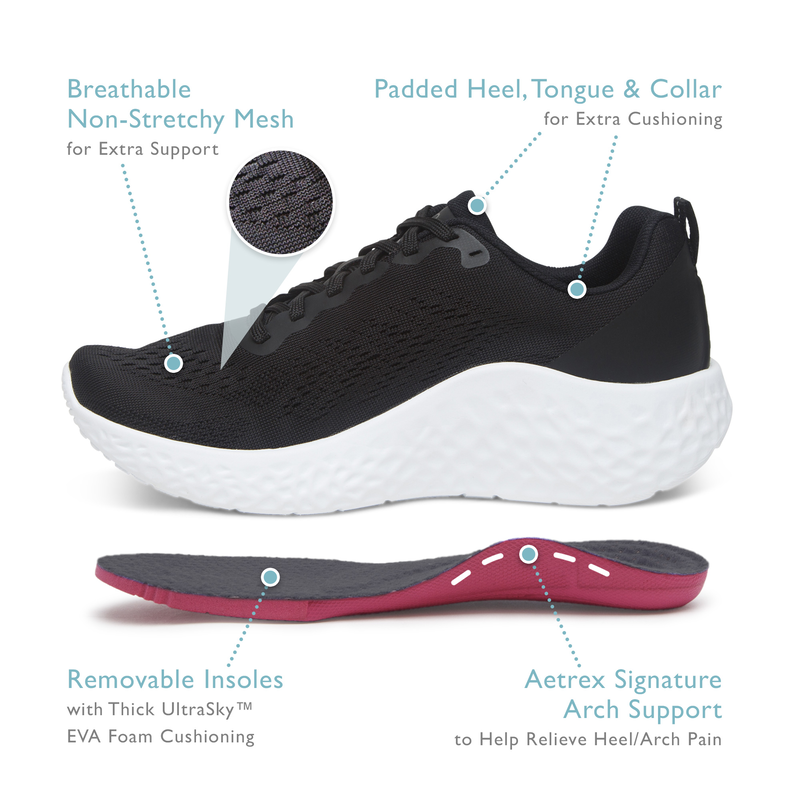 Danika Arch Support Sneakers Black - Sole Therapy
