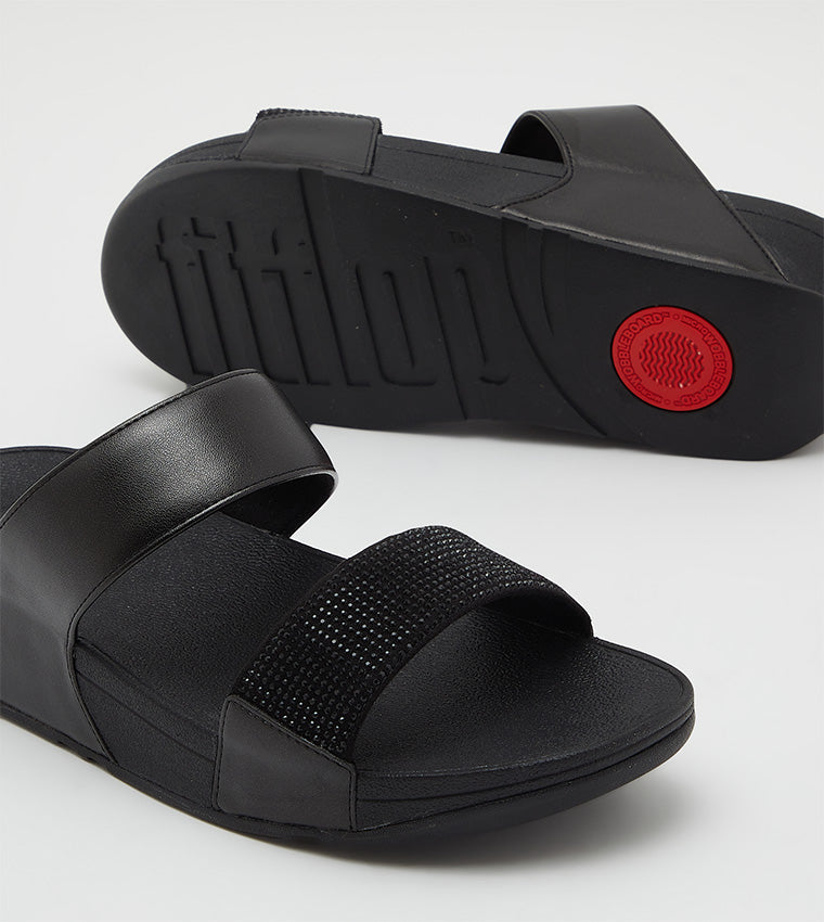 FITFLOP LADIES LULU SLIDE SANDALS ALL BLACK