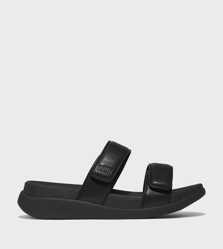 FITFLOP LADIES LEATHER H-BAR SLIDES ALL BLACK - Sole Therapy