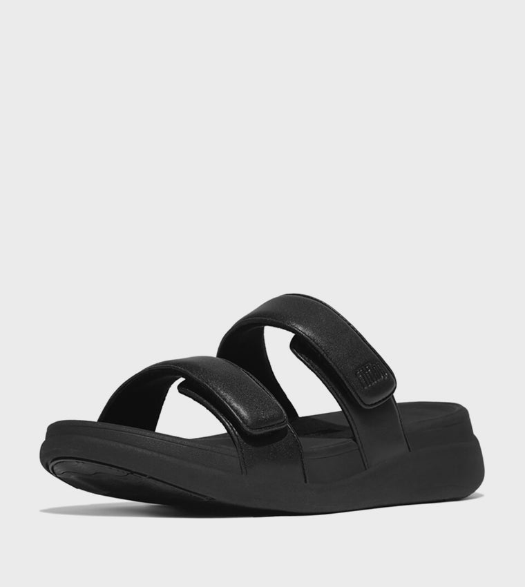 FITFLOP LADIES LEATHER H-BAR SLIDES ALL BLACK - Sole Therapy