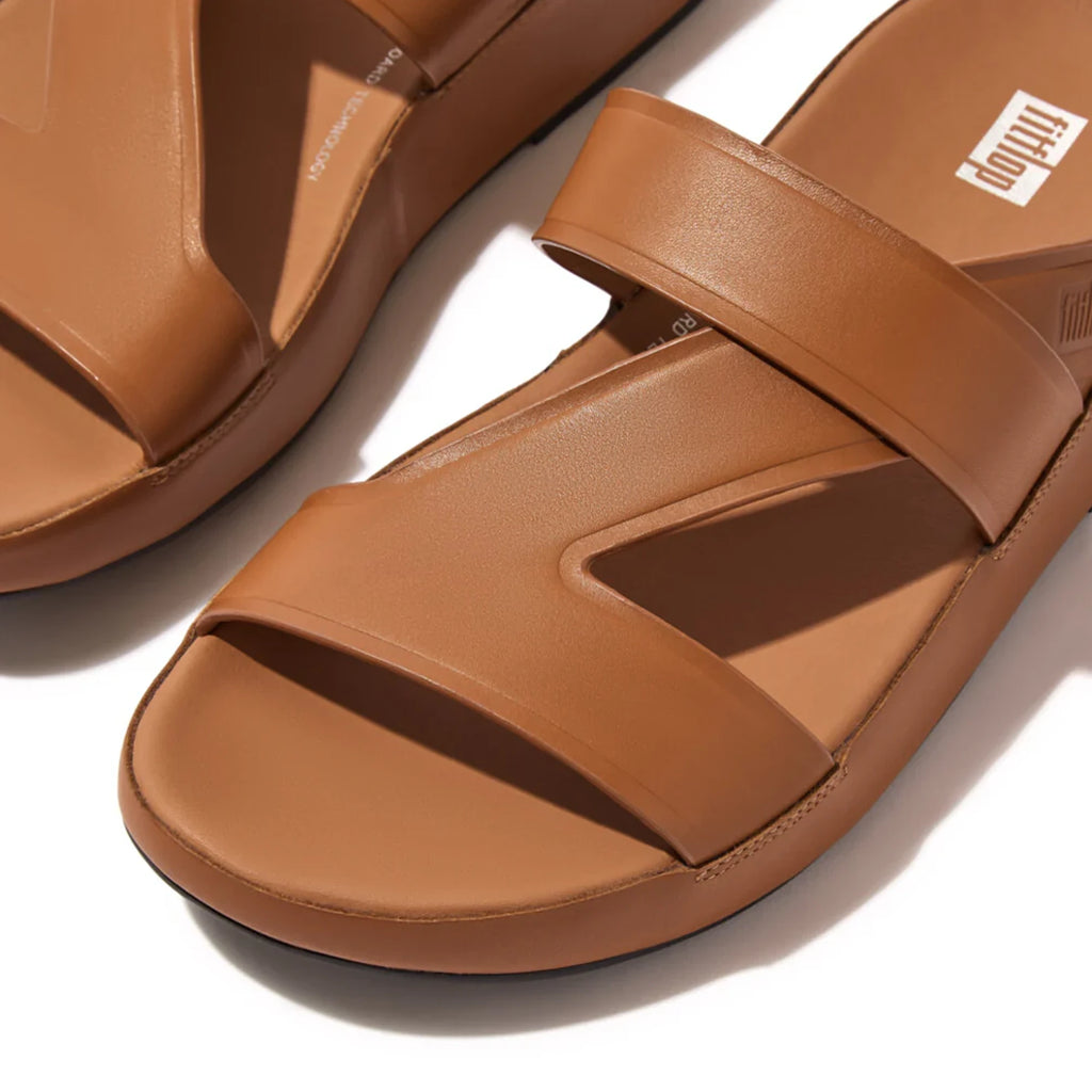 FITFLOP MENS LEATHER SLIDES - LIGHT TAN - Sole Therapy