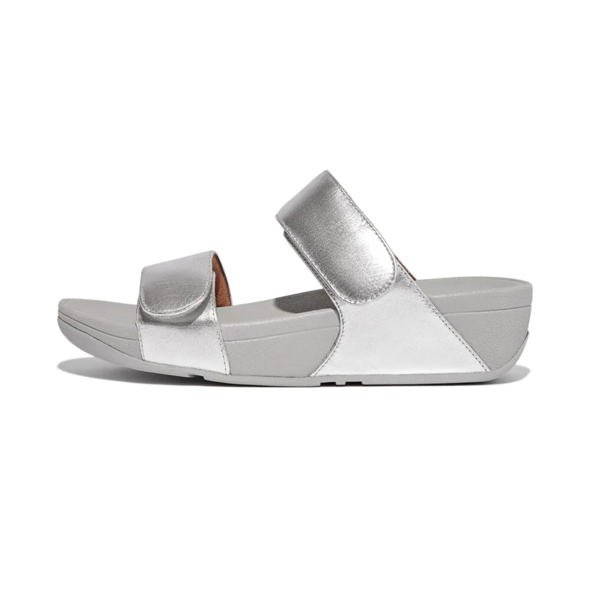 FITFLOP WOMENS LEATHER SLIDES - SILVER - Sole Therapy