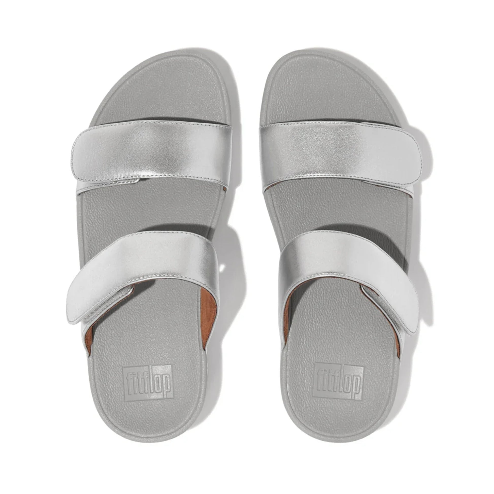 FITFLOP WOMENS LEATHER SLIDES - SILVER - Sole Therapy