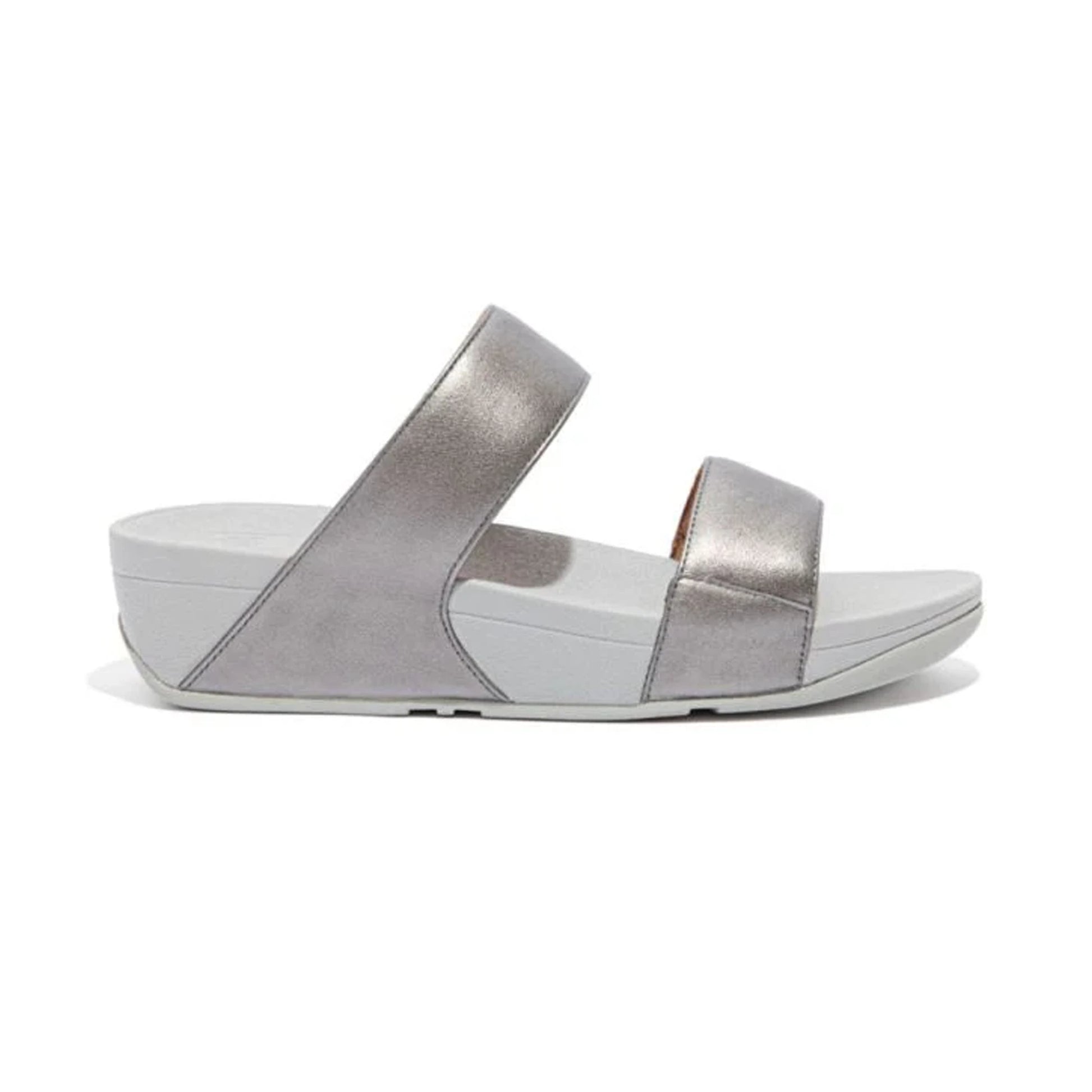 FITFLOP WOMENS LEATHER SLIDES - SILVER - Sole Therapy
