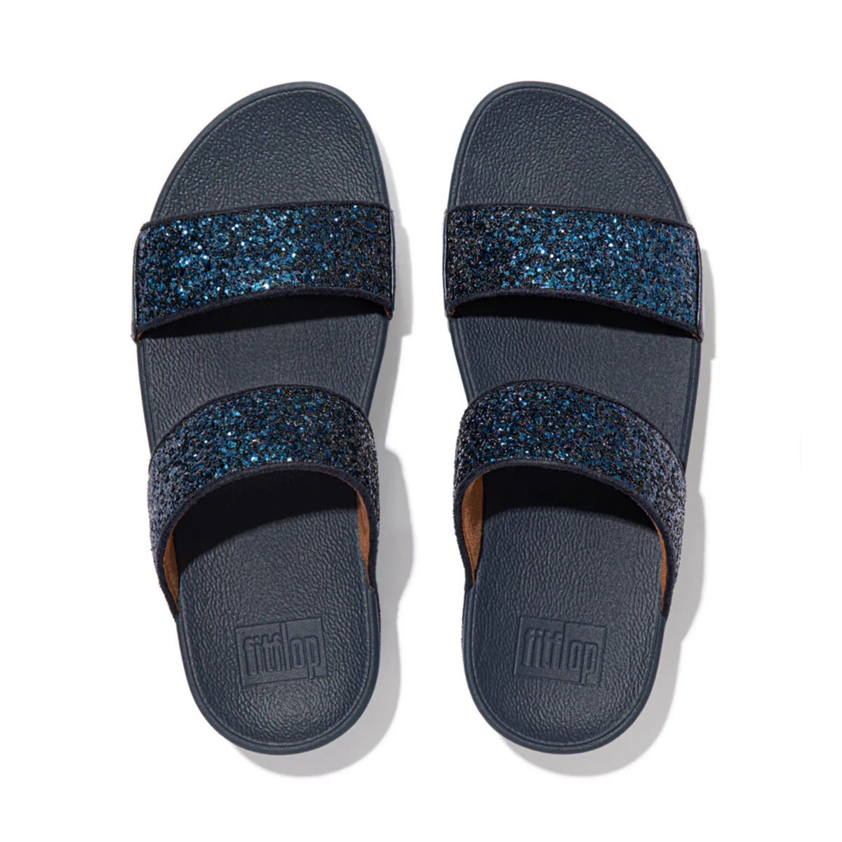 FITFLOP WOMENS LULU GLITTER SLIDES - MIDNIGHT NAVY - Sole Therapy