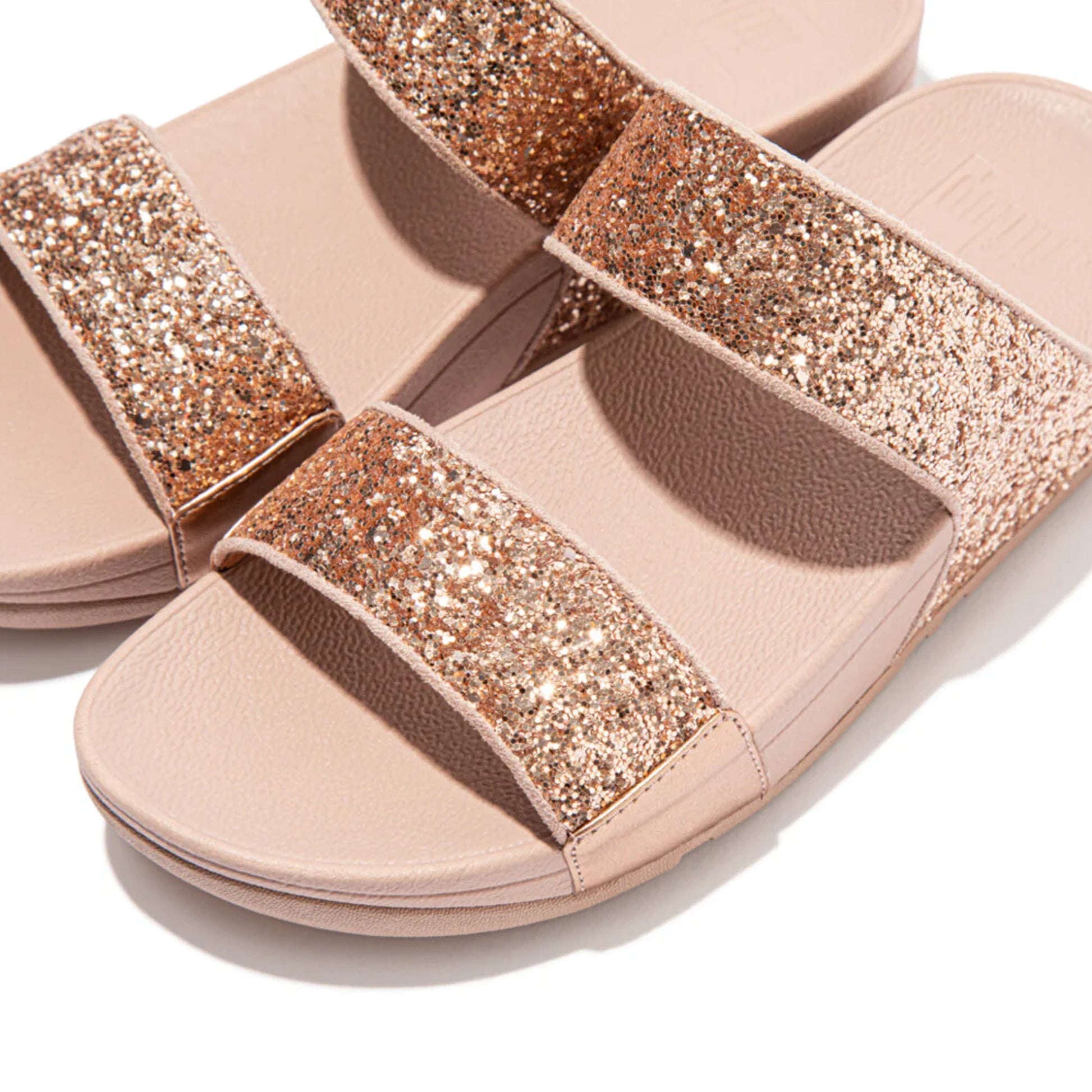 FITFLOP WOMENS LULU GLITTER SLIDES - ROSE - Sole Therapy