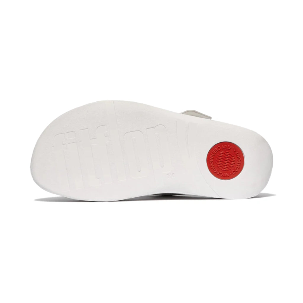 Fitflop Gogh Moc Mens Buckle Tumbled-Leather Slides Urban White - Sole Therapy