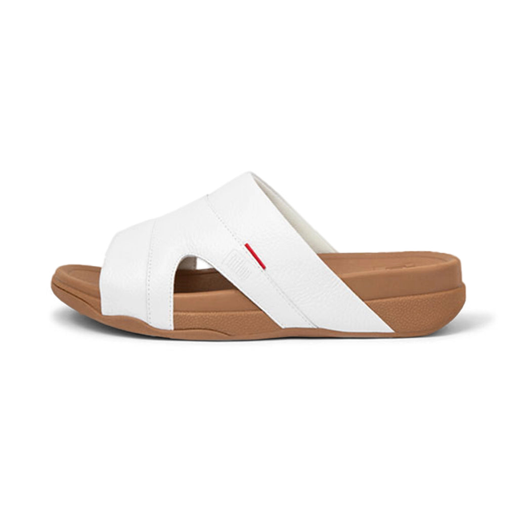 Fitflop Men's Freeway III Leather Pool Slides White - Sole Therapy