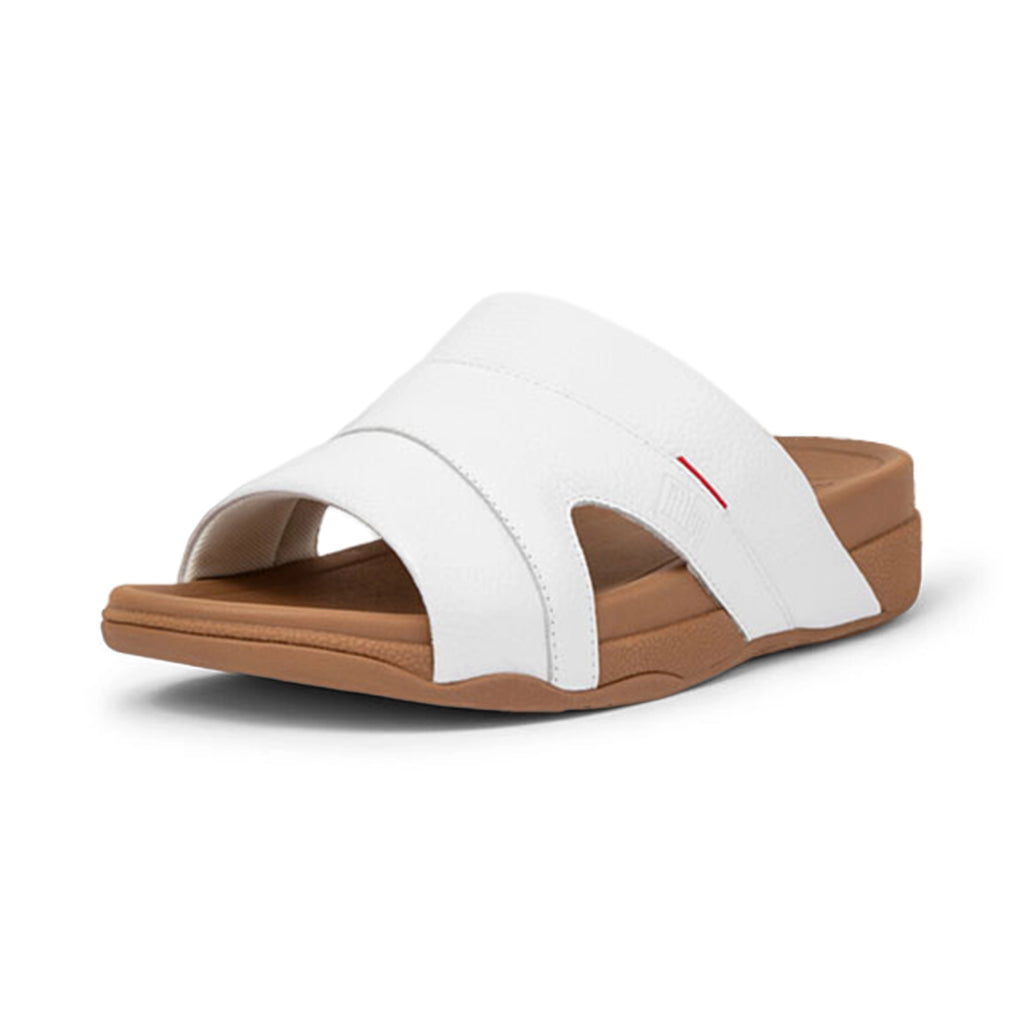 Fitflop Men's Freeway III Leather Pool Slides White - Sole Therapy