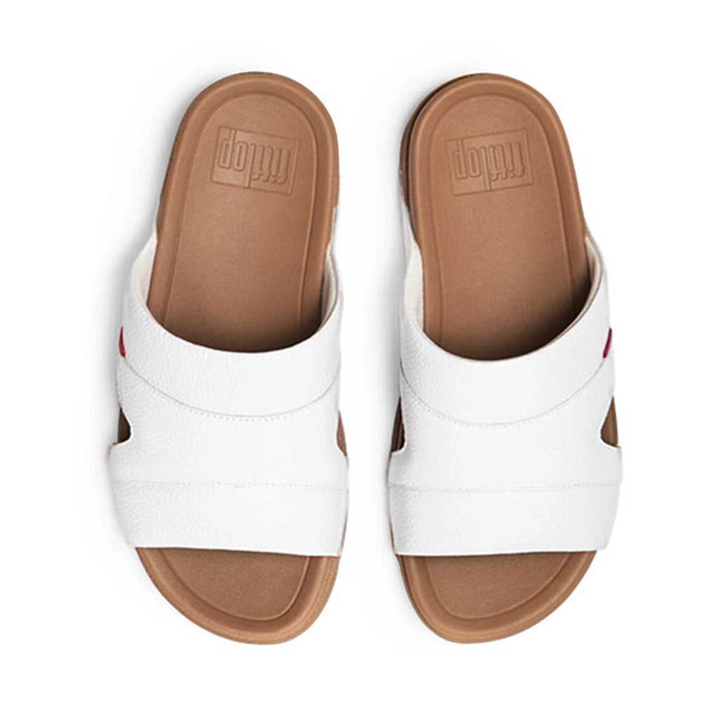Fitflop Men's Freeway III Leather Pool Slides White - Sole Therapy
