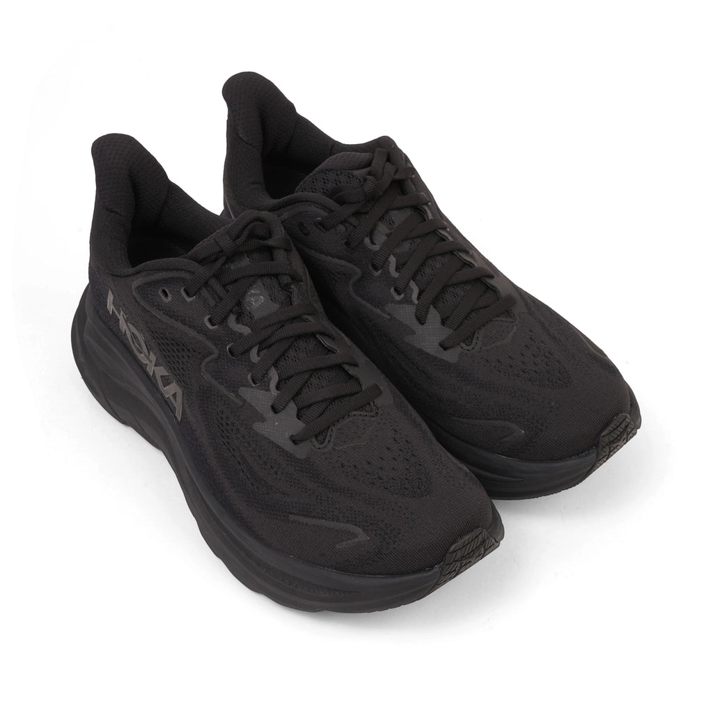 HOKA MEN'S RUNNING SHOES CLIFTON 9 BLACK/BLACK - Sole Therapy