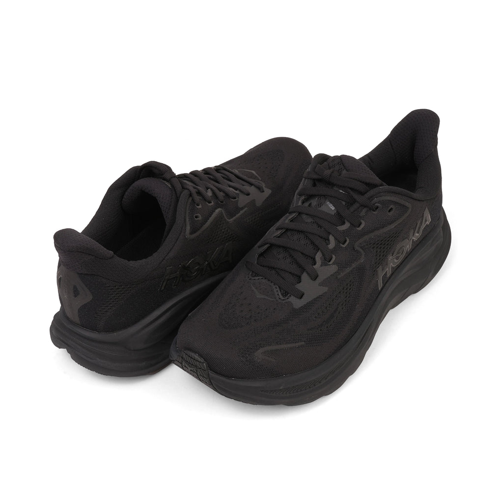 HOKA MEN'S RUNNING SHOES CLIFTON 9 BLACK/BLACK - Sole Therapy
