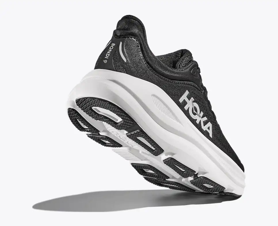 HOKA MENS BONDI 9 ROAD RUNNING BLACK / WHITE - Sole Therapy