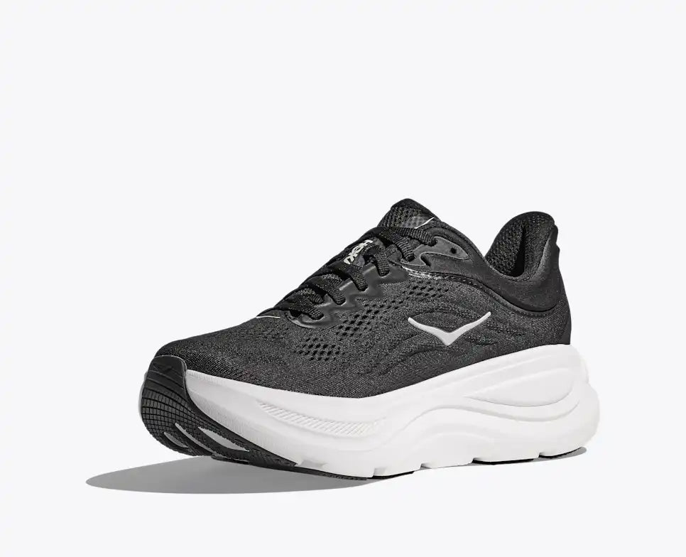 HOKA MENS BONDI 9 ROAD RUNNING BLACK / WHITE - Sole Therapy