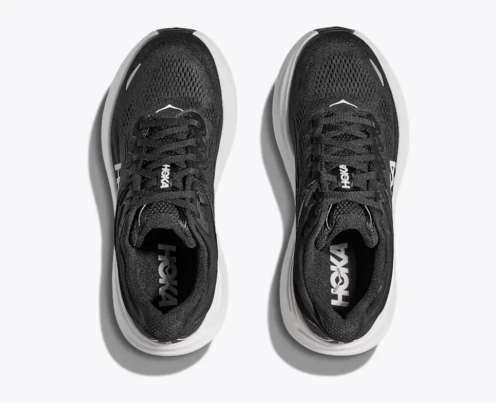 HOKA MENS BONDI 9 ROAD RUNNING BLACK / WHITE - Sole Therapy