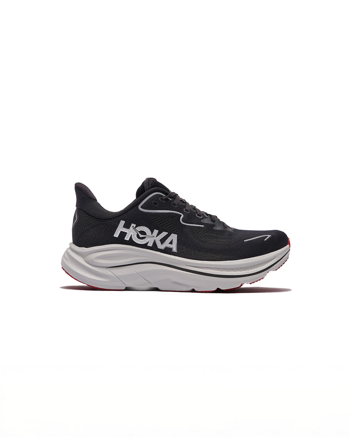 HOKA MENS CLIFTON 10 ROAD RUNNINGBLACK / SILVER - Sole Therapy