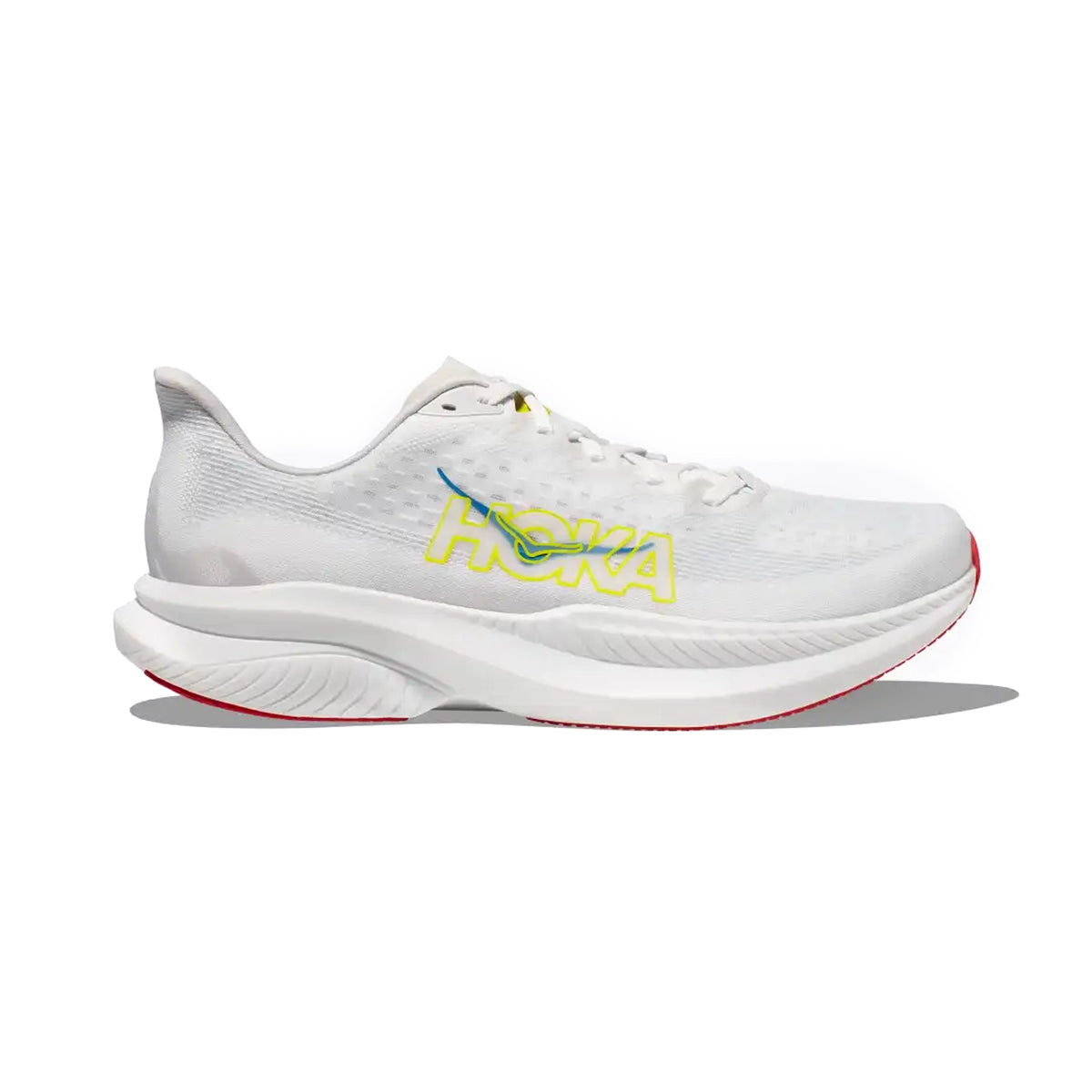 HOKA MENS RUNNING SHOES MACH6 WHITE/NIMBUS CLOUD - Sole Therapy