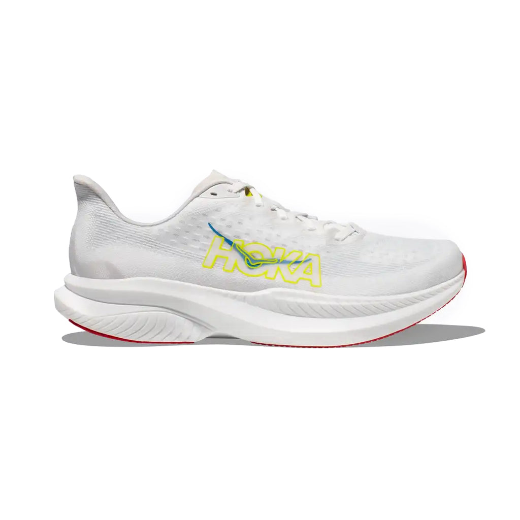 HOKA MENS RUNNING SHOES MACH6 WHITE/NIMBUS CLOUD - Sole Therapy