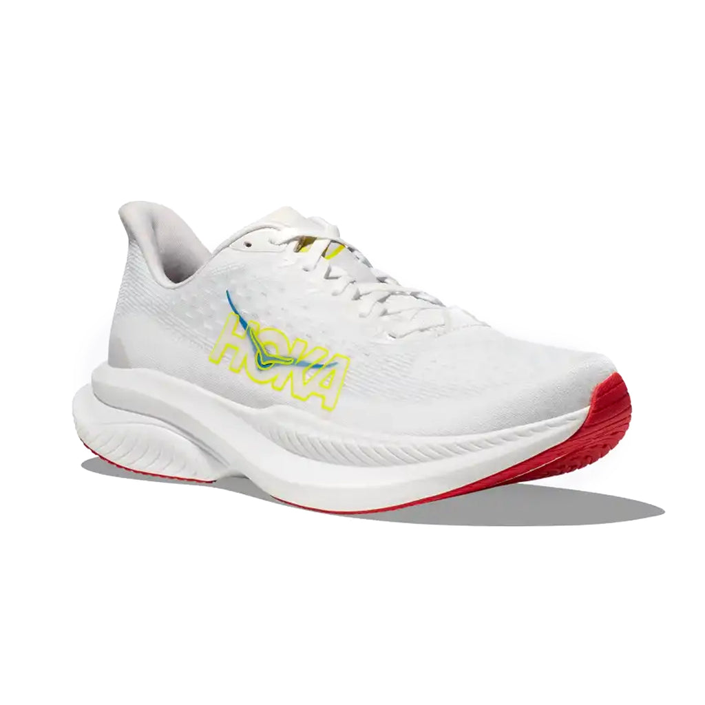HOKA MENS RUNNING SHOES MACH6 WHITE/NIMBUS CLOUD - Sole Therapy