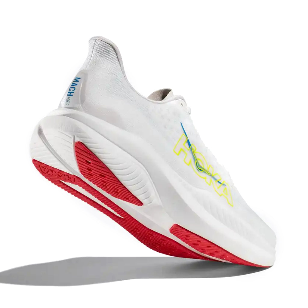 HOKA MENS RUNNING SHOES MACH6 WHITE/NIMBUS CLOUD - Sole Therapy