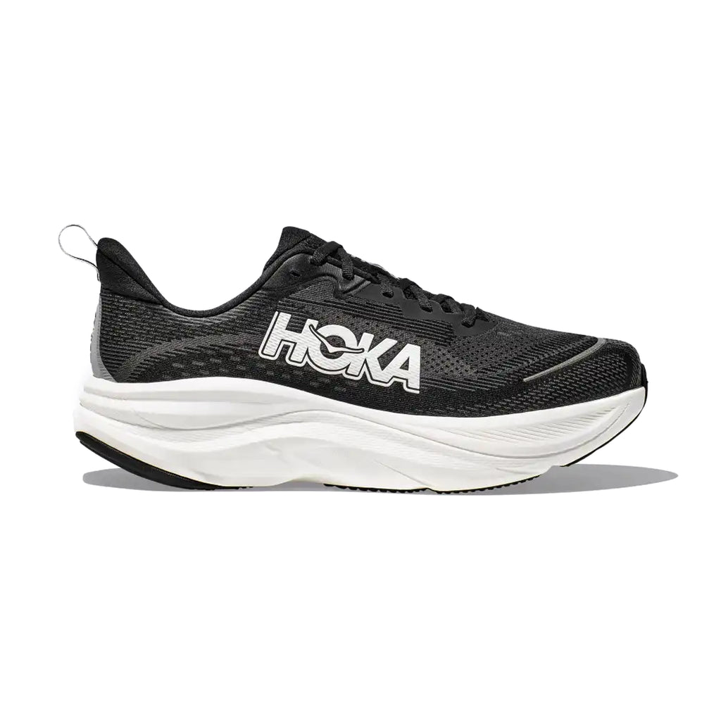 HOKA MENS RUNNING SHOES SKY FLOW BLACK/WHITE - Sole Therapy