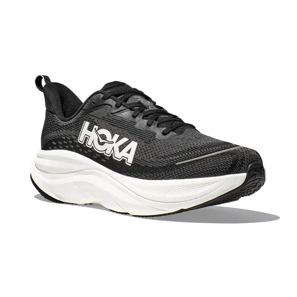 HOKA MENS RUNNING SHOES SKY FLOW BLACK/WHITE - Sole Therapy