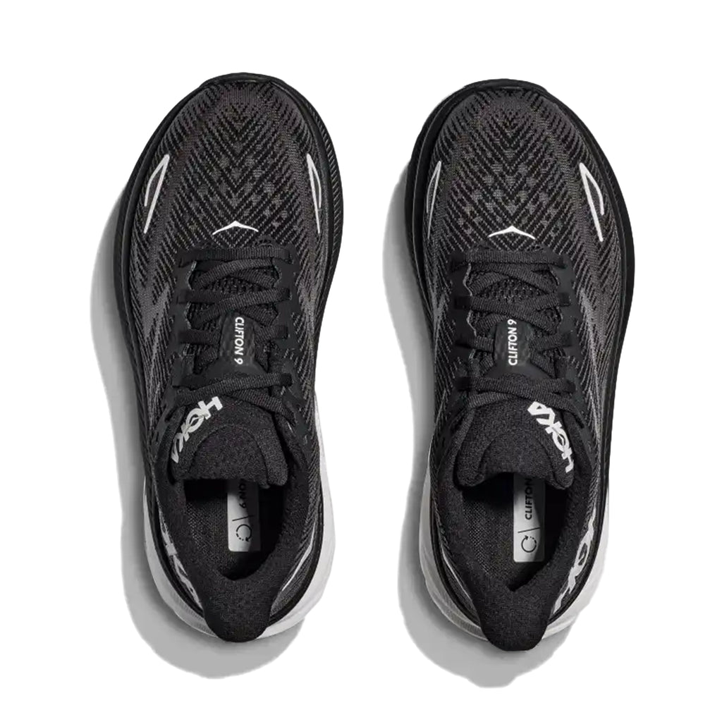 HOKA WOMEN'S RUNNING SHOES CLIFTON 9 BLACK/WHITE - Sole Therapy