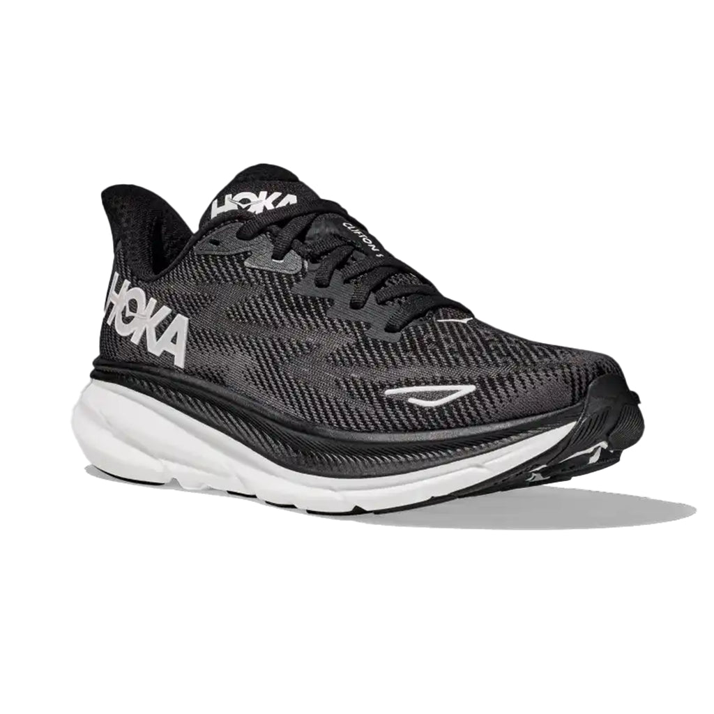 HOKA WOMEN'S RUNNING SHOES CLIFTON 9 BLACK/WHITE - Sole Therapy