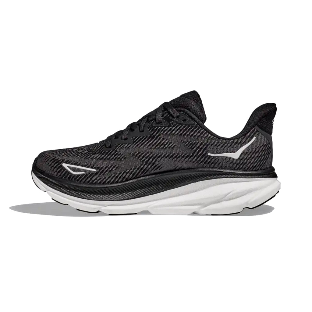 HOKA WOMEN'S RUNNING SHOES CLIFTON 9 BLACK/WHITE - Sole Therapy