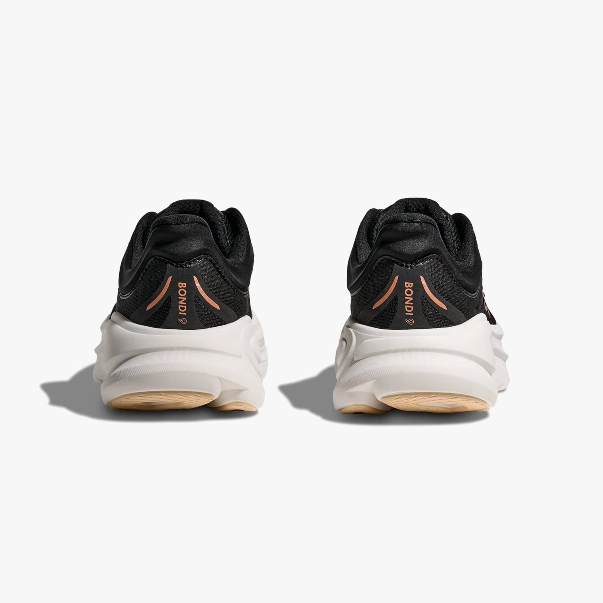 HOKA WOMENS BONDI 9 ROAD RUNNING BLACK / ROSE GOLD - Sole Therapy