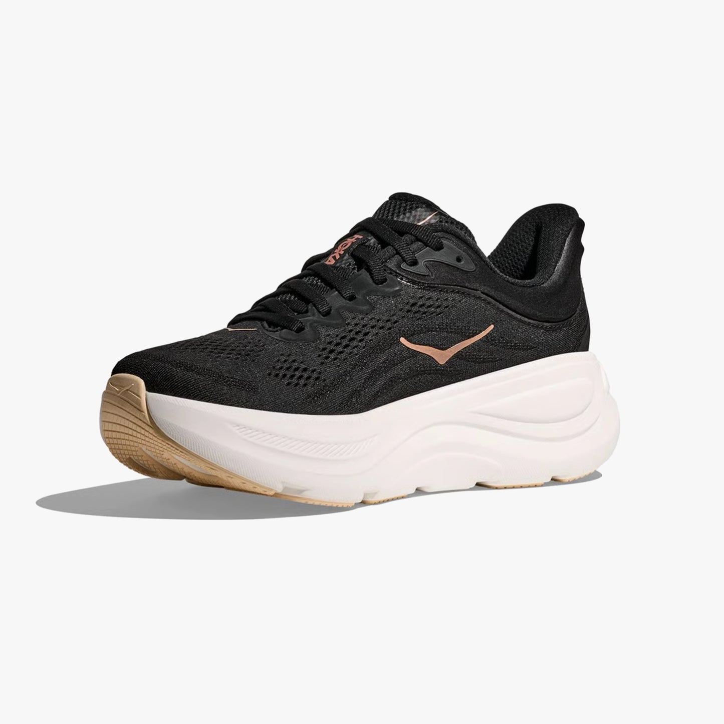HOKA WOMENS BONDI 9 ROAD RUNNING BLACK / ROSE GOLD - Sole Therapy